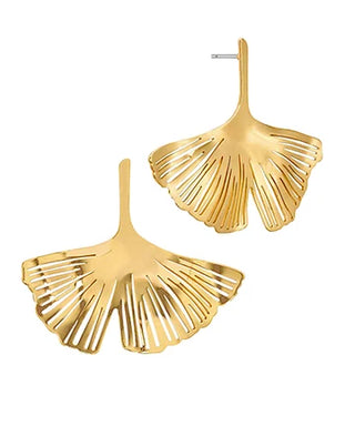 Gold Leaf Shaped Metal Earrings