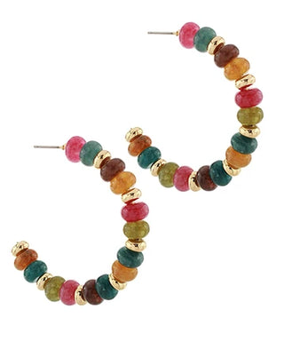 Multi Color Beads Semi Stone Earrings