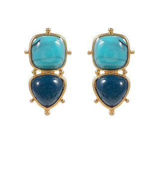 Turquoise Square & Triangle Earring