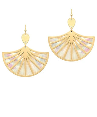 Pearl Fan Shaped Drop Earrings