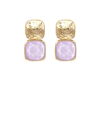 Lavender 15mm Square Stone Earrings