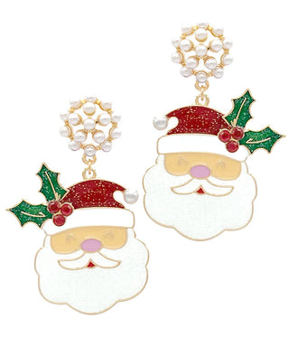 Christmas Santa Face Epoxy Earring