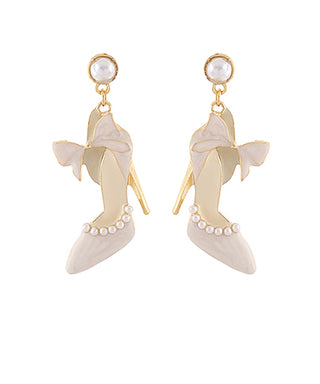 Bridal Bow & Heel Drop Earrings
