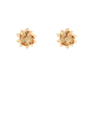 Gold Christmas Gift Bow Stud Earrings