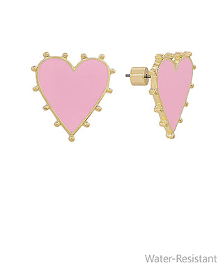 Pink Dotted Heart Earrings
