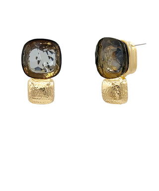 Black Square Stone Earrings