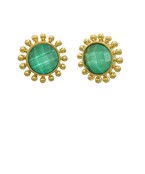 Light Green Dotted & Round Stone Earrings