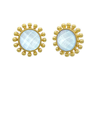 Light Blue Dotted & Round Stone Earrings