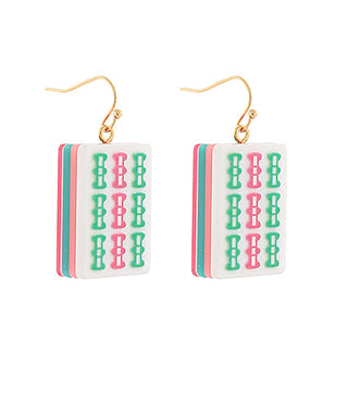 Geo/Green/Pink Mahjong Earrings