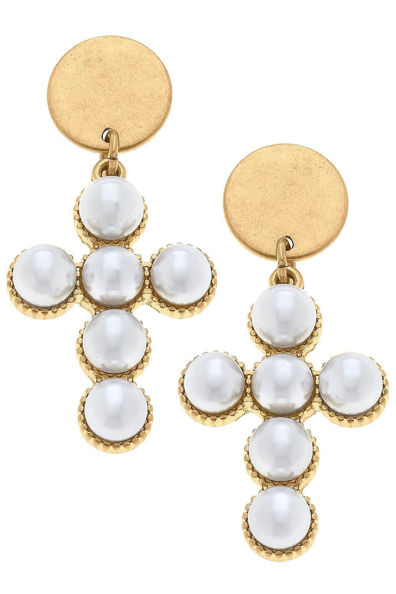 Elisha Pearl Cross Earring