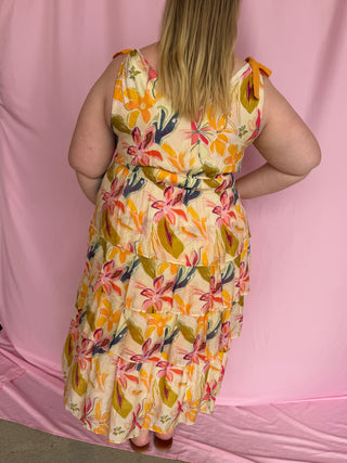 woman wearing floral dress