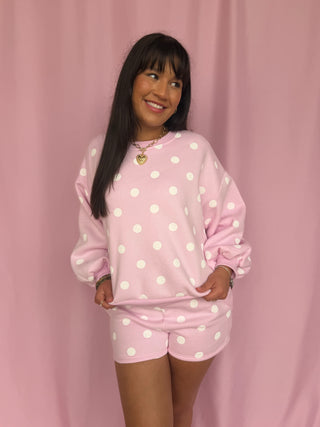 woman with polka dot set 