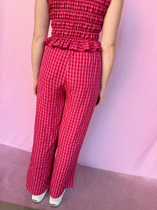 Gingham Print Drawstring Pant