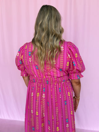 Vibrant Ruffle Midi Dress- Curvy