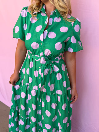 green maxi with polka dots 