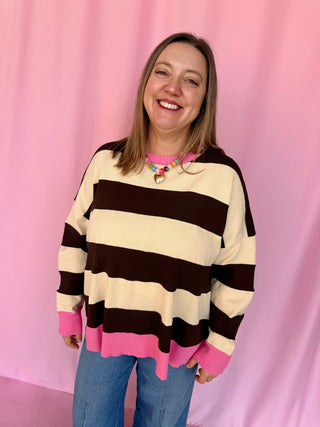 Stripe a Pose Sweater- Curvy