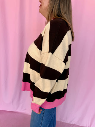 Stripe a Pose Sweater- Curvy