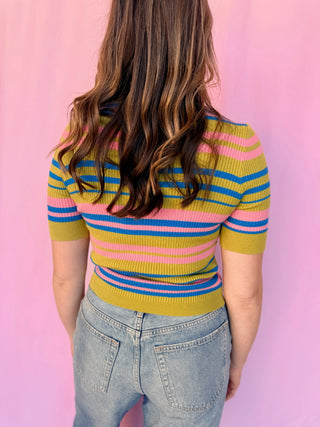 Ribbed Short Sleeve Sweater