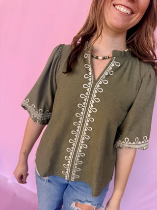 Embroidered Darling Top