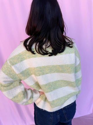 High Neck Stripe Cardi