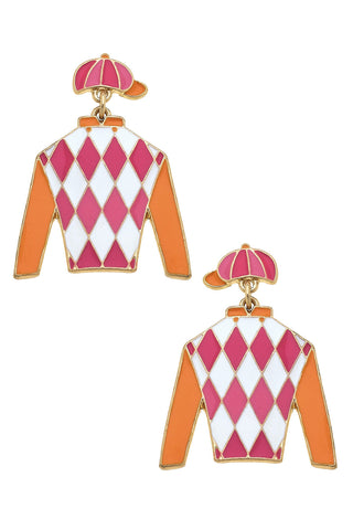 Fiona Jockey Silk Pink/Orange Earrings