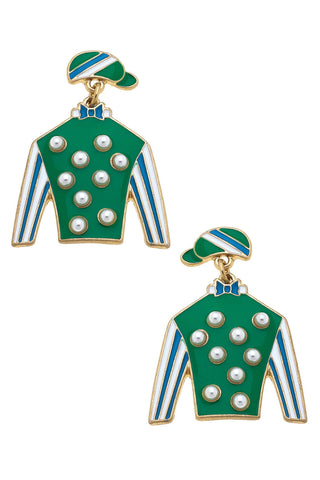 Freckles Jockey Silk Drop Green/Blue Earrings