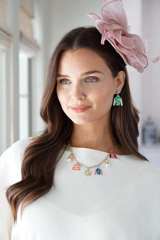 Freckles Jockey Silk Drop Green/Blue Earrings
