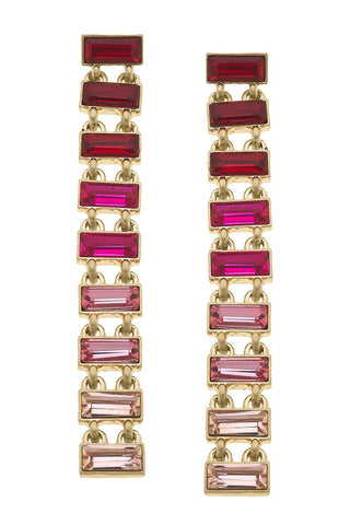 Fuchsia Baguette Stone Earring