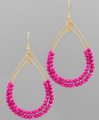 Fuchsia Double Teardrop Hoop