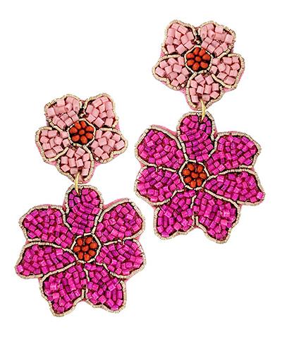 Fuchsia Erin Flower Earrings