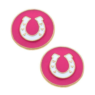 Fuchsia Horseshoe Stud