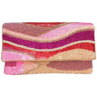 Fuchsia Wave Beaded Clutch