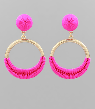 Fuchsia Wrapped Circle Earring