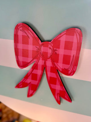 Pink & Red Bow Attachment 8"