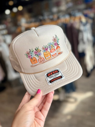 Bourbon Flower Trucker Hat Khaki
