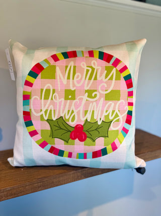 Merry Christmas Jewel Square Pillow