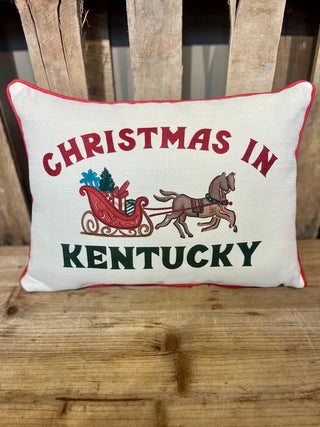 Christmas in Kentucky Horse Carriage Pillow