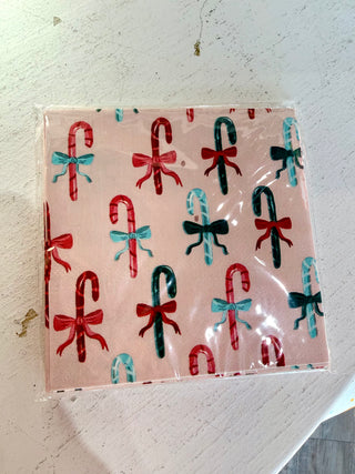 Candy Cane Print Xmas Napkins