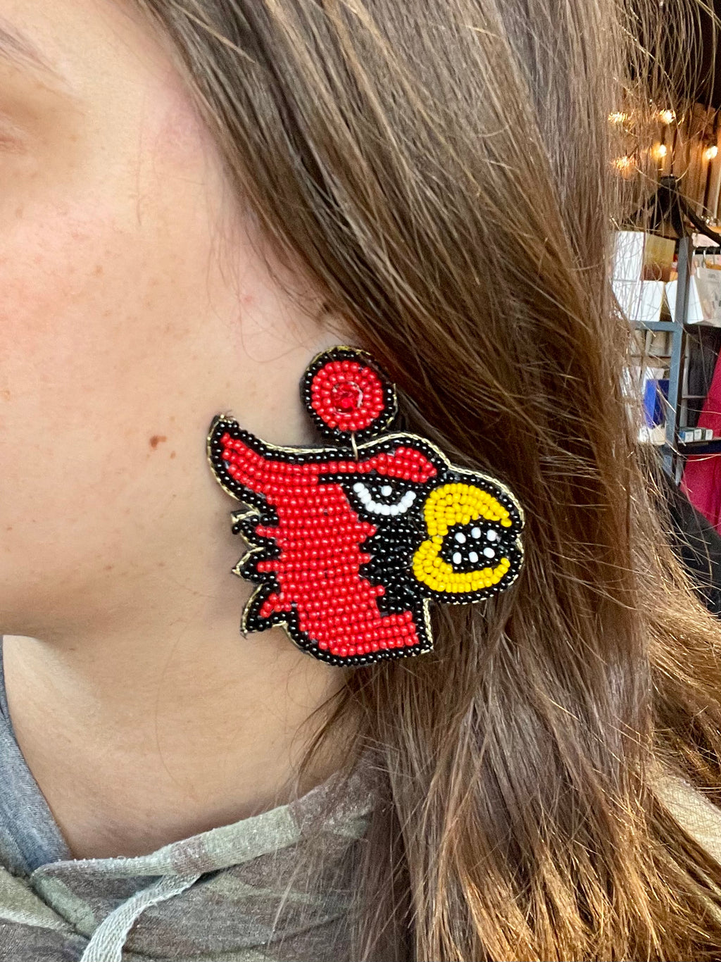 Cardinal Beaded Earring