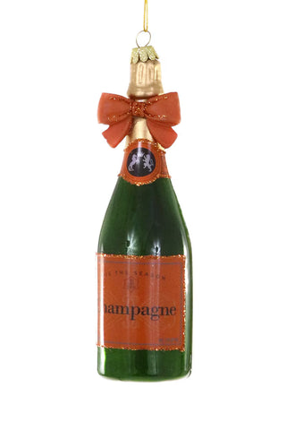 Champagne with Orange Bow Ornament