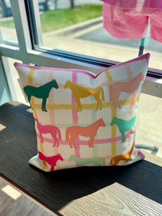Gingham Horse Pillow