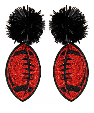 Glitter Red Football Earring