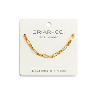 Gold Mirror Figaro Chain Necklace 14in
