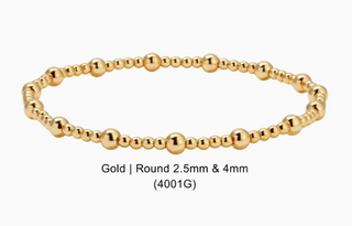 Gold beaded bracelet with size specifications 