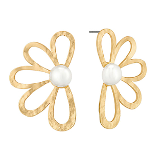 Gold Half Flower Earring
