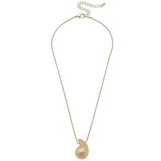 Gold Icon Puffed Teardrop Necklace
