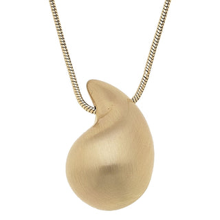 Gold Icon Puffed Teardrop Necklace