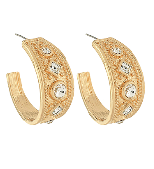 Gold Pave Crystal Hoop