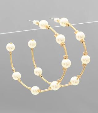 Gold Pearl Hoop