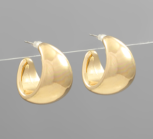 Gold Wide Crescent Hoop